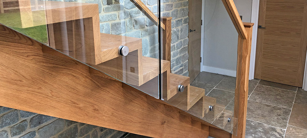 close up of glass balustrading staircase