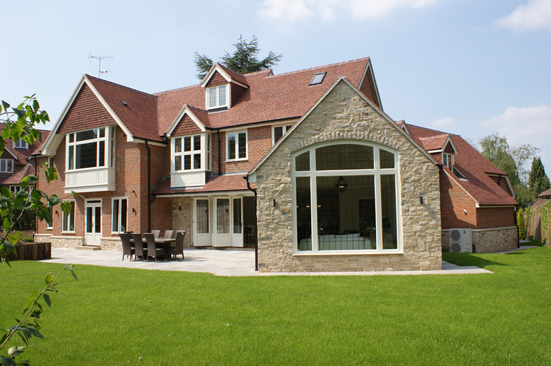modern home with large casement window