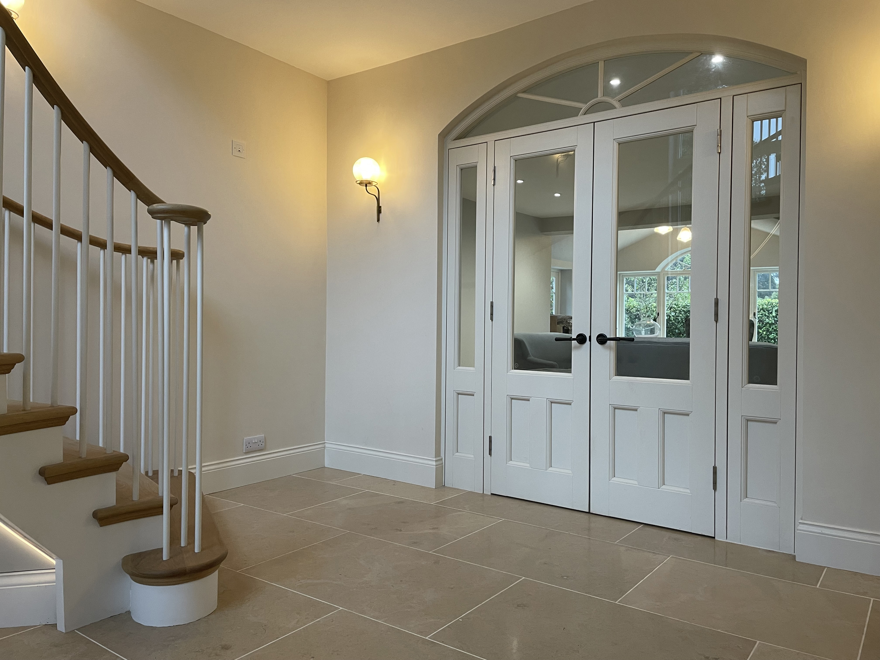 White internal timber french doors