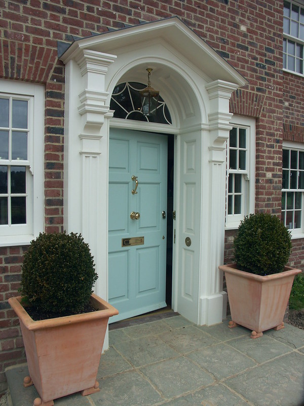 blue timber panelled front door